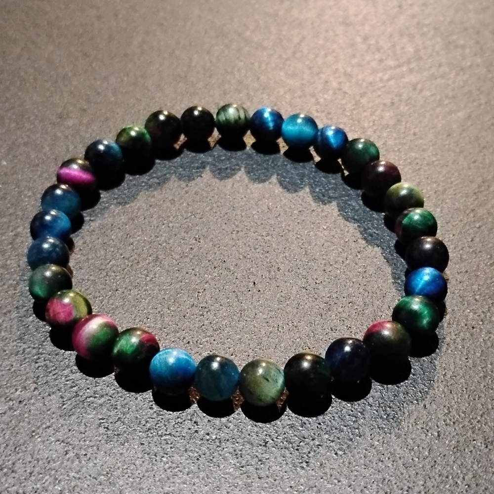 Black and Blue Iridescent Beaded Bracelet